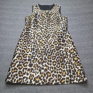 J.Crew Dress Womens 6 Leopard Print Sleeveless A-Line Fit & Flare Lined Back Zip